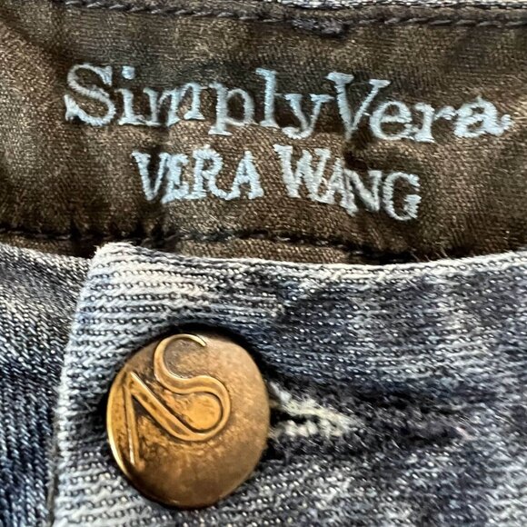 Simply Vera Wash Jeans Women 8 Blue Wide Leg Dark Wash Mid Rise Denim Casual - Picture 4 of 12